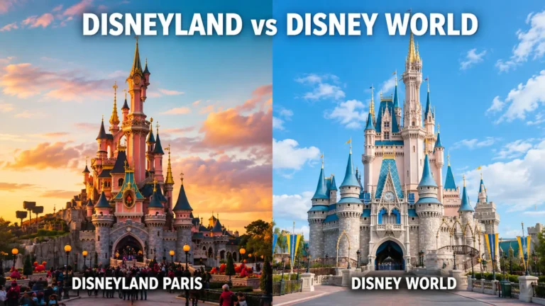Side-by-side comparison of a small pastel castle and a taller grand castle